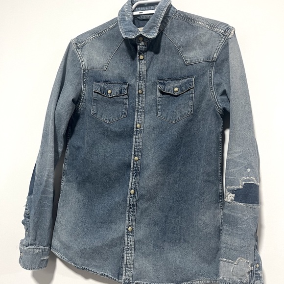 AllSaints distressed denim shirt - Picture 1 of 6